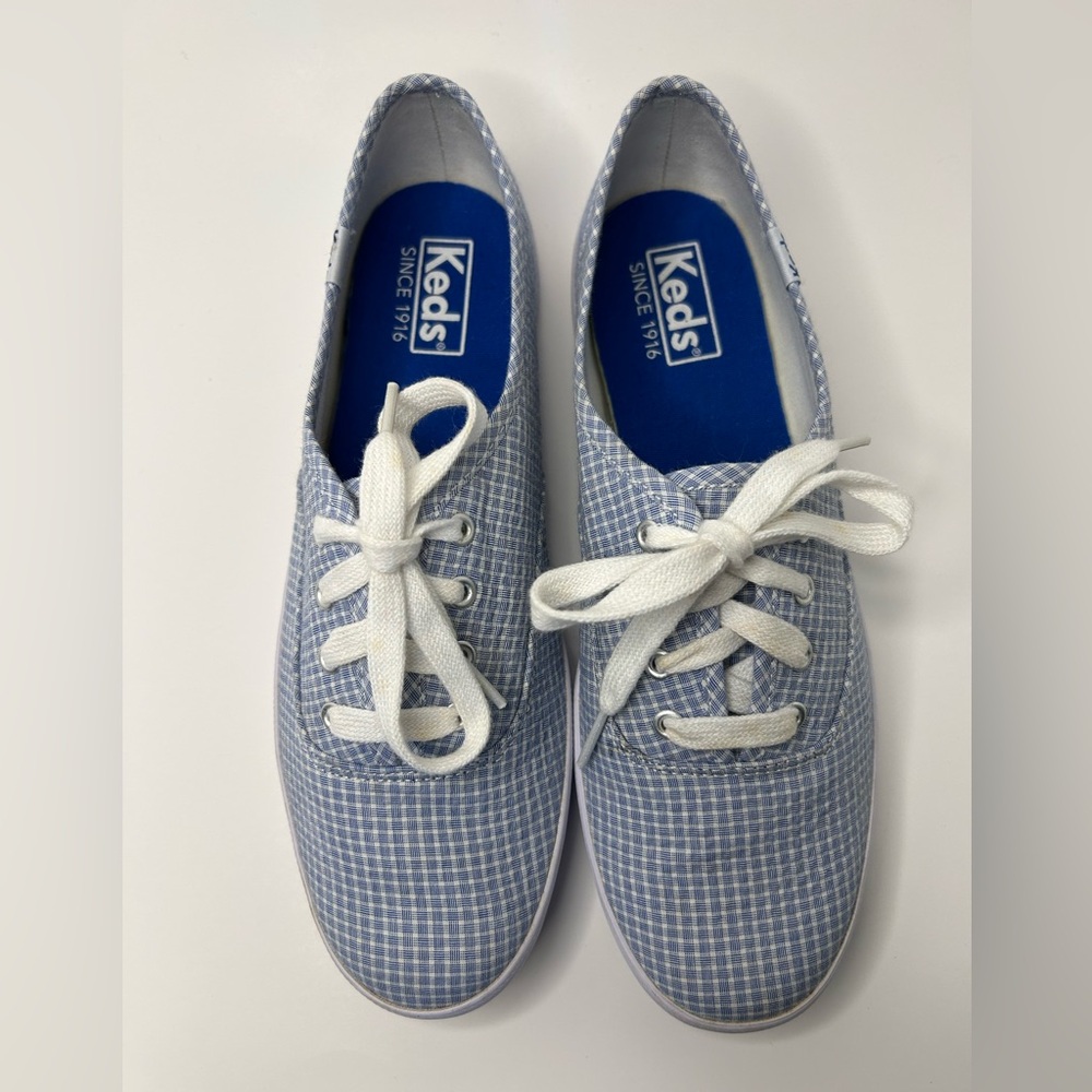 Keds Blue and White with Textured Pattern Vintage Canvas Sneakers Size 7
